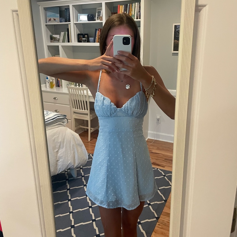 Hello Molly Light Blue Polka Dot Dress